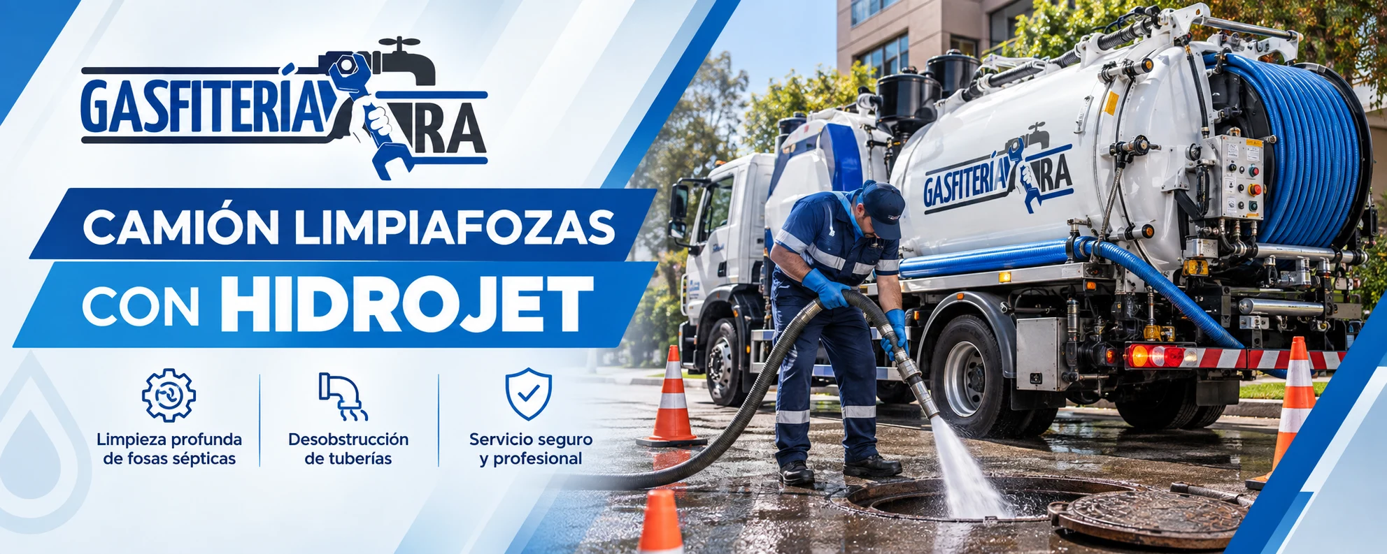 Camión limpiafosas con Hidrojet de RA Gasfitería